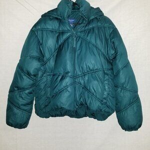 Arizona Jean Co. Puffer Hooded Jacket Women’s Size Large Dark Green